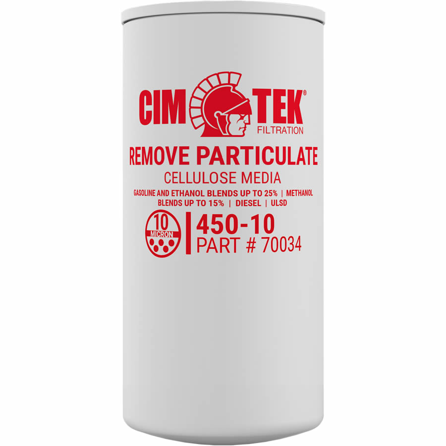70034 Cim-Tek Model 450-10 10 Micron Cellulose High Capacity Spin-On Filter w/ - Pre-Lubed Gaskets - For Use w/ Gasoline, Ethanol Blends up to 25%, Diesel, ULSD