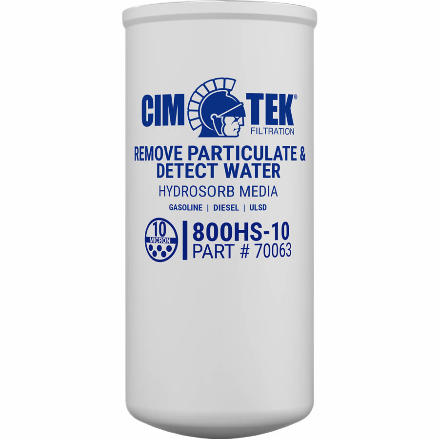 70063 Cim-Tek 800HS-10 10 Micron Hydrosorb High Volume Commercial Spin-On Filter. - Detects Water in Fuel - For Use w/ Diesel, Gasoline or ULSD (Ultra Low Sulfur Diesel)