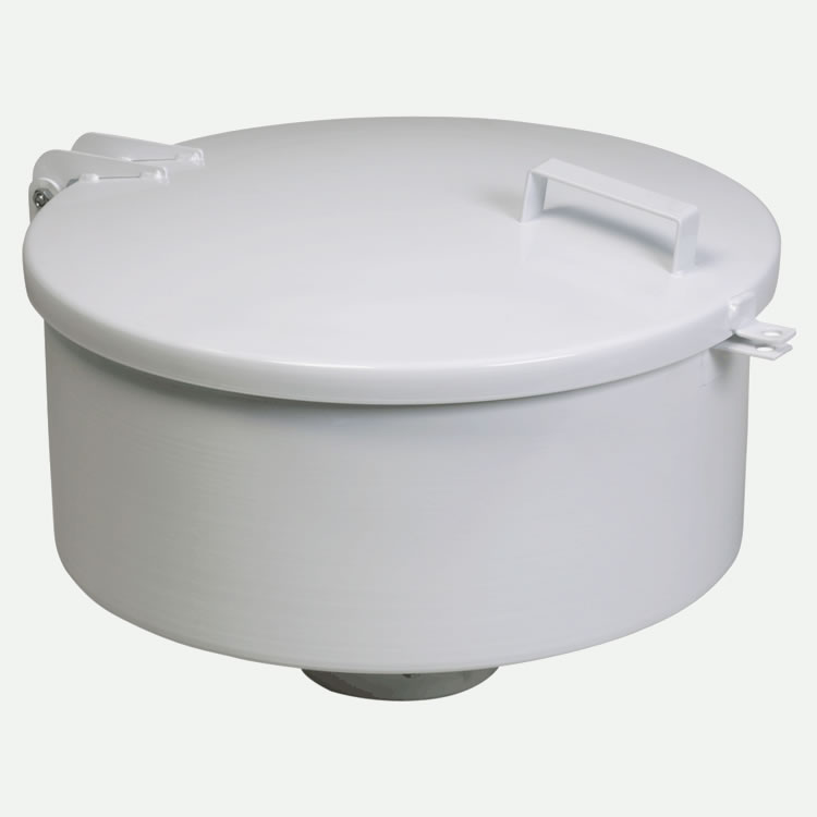 706500901 EBW AST 7.5 Gallon Spill Containment Manhole w/ - 14-Gauge White Epoxy Coated Steel Lid and Skirt - Cast Iron Base - Graphite Base Gasket - Drain Valve - 4