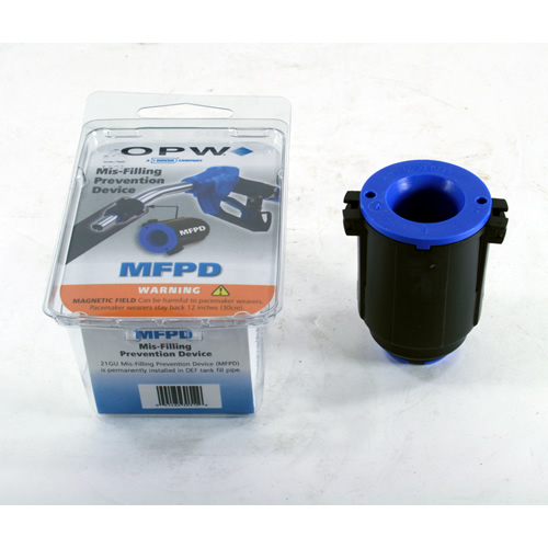 MFPD-PAK OPW DEF Mis-Filling Device Compatible Nozzles: - 21GU-0500 Nozzle w/ Magnet for Bennett, Wayne and Gasboy - 21GU-050G Nozzle w/ Magnet for Gilbarco Dispensers