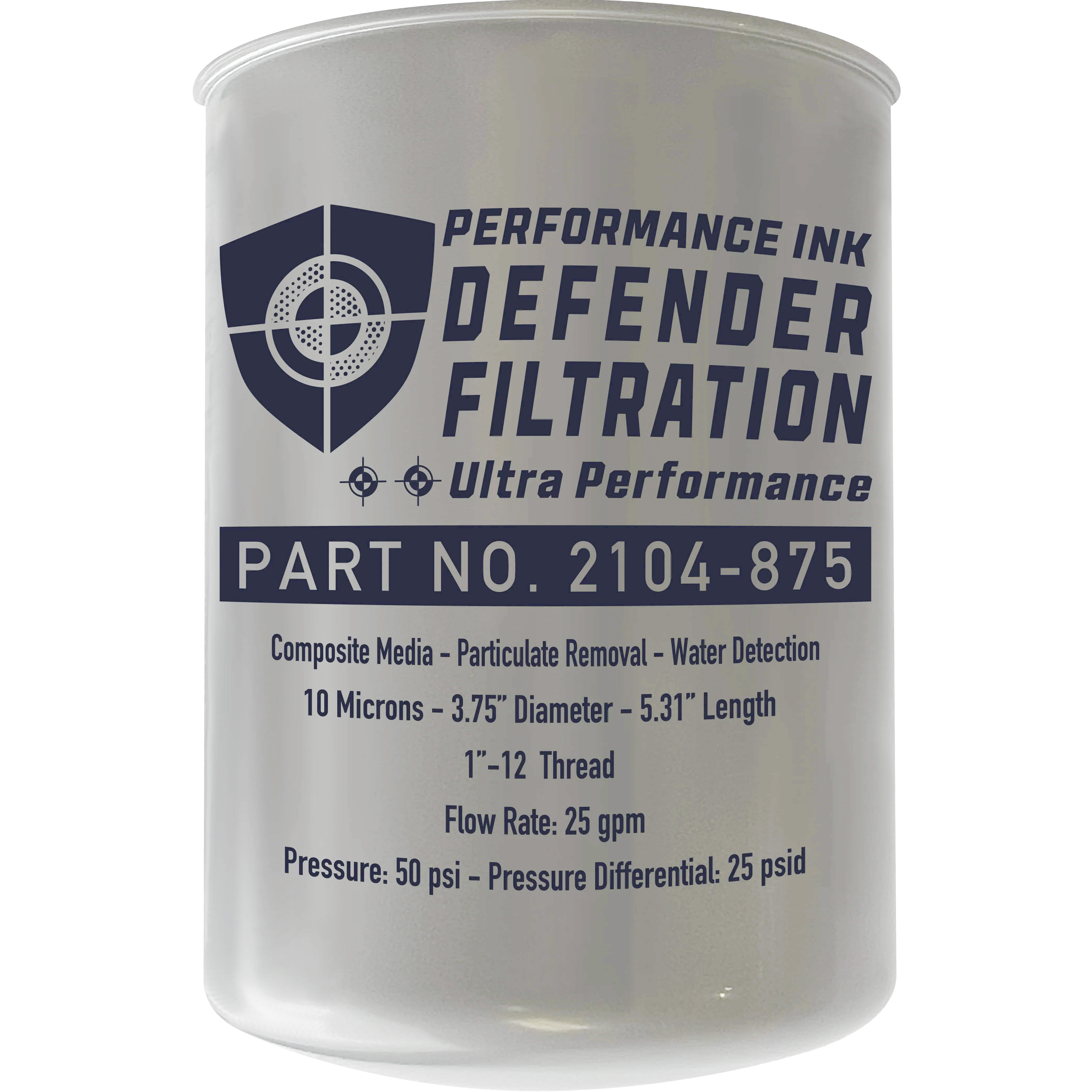 PI-2104-875 Performance Ink Ultra Performance 10 Micron Hydrosorb Spin-On Filter. - Detects Water In Fuel - For Use w/ Diesel, Gasoline or ULSD (Ultra Low Sulfur Diesel)