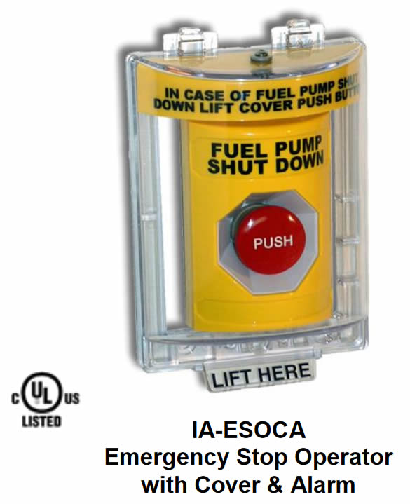 IA-ESOC Power Integrity Emergency Stop Operator w/ - Momentary Push Button - Lift-up Clear Tamperproof Cover - (1) Normally Open Contact - (1) Normally Closed Contact - Outdoor Rated - Custom Labeling Available