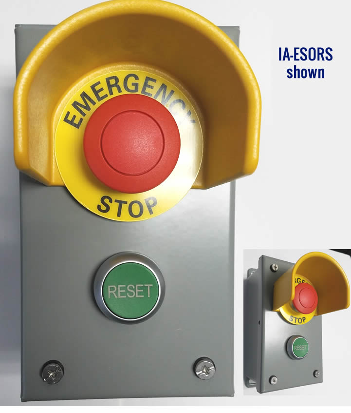 IA-ESORLS Power Integrity Cashier Control Station w/ - Emergency Stop Button - Protective Shroud to Prevent Accidental Pressing - Reset Button - Light Control Bypass Switch