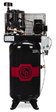 8090250690 CP RCP-338VS 5HP 2-Stage Electric Simplex Air Compressor w/ - Vertical 80 Gallon Tank - 208-230vAC/3-Phase - 18.5cfm at 100psi - Solid Cast Iron Cylinder - Start-Stop Pressure Switch Control - Magnetic Starter - Integrated Aftercooler - ASME/CRN Tank and Safety Valves - Fully Enclosed - High Flow Belt Guard - Low Oil Level Switch - Automatic Tank Drain
