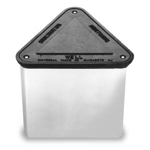 65TE-12 Universal Triangular Monitoring Well Manhole w/ - Gasketed Cast Iron Cover - Flush Mount Stainless Steel Cover Bolts - Galvanized Steel Skirt - H20 Load Rating